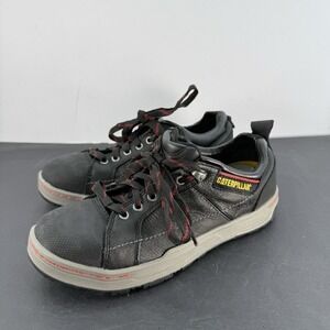 Caterpillar Work Shoe Mens Black Brode Steel Toe Lace Up Safety 7.5 #P90192